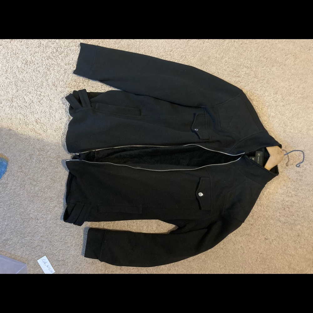 INC Faux Fur Designer Jacket Rib Knit